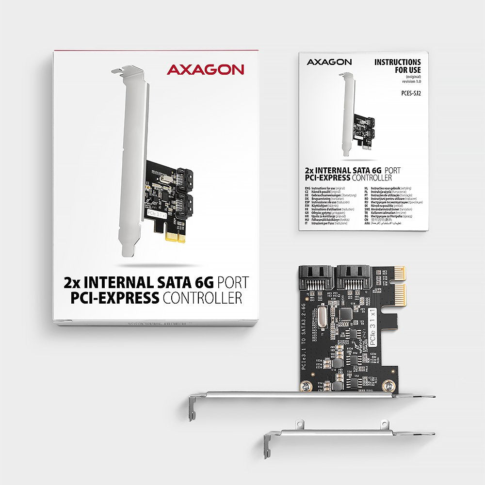 Axagon Pces-Sj2 Pcie Controller 2x Internal Sata 6g Port, Jmb582 + Lp