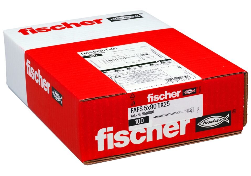 Tornillo De Ajuste Fischer Fafs 5.0 X 90 Tx25 100 Piezas 558880