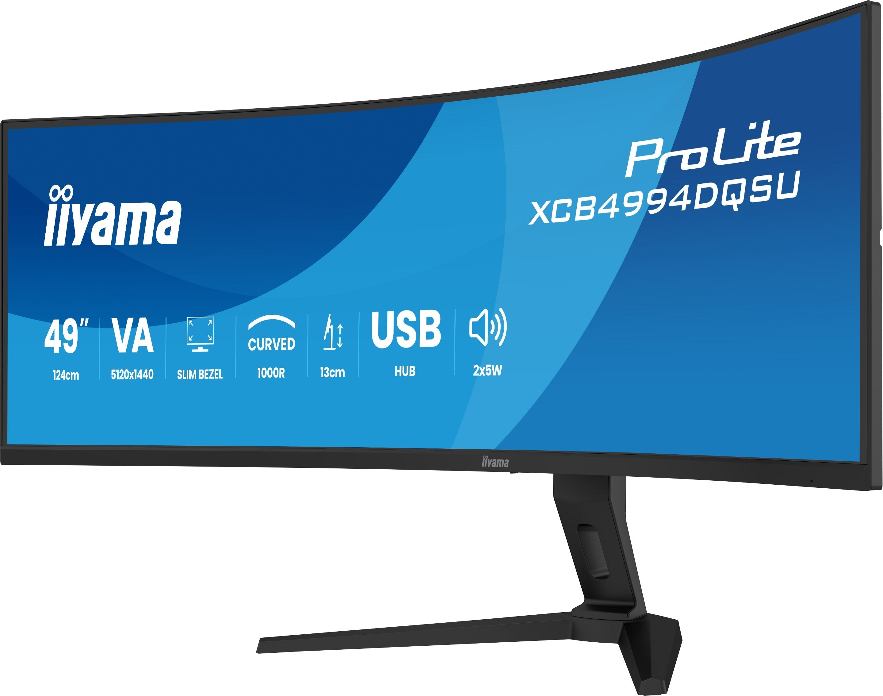 Iiyama Prolite Xcb4994dqsu-B1 124 Cm 49 Pulgadas), Negro (Mate), Dqhd, Va, Curved, Hdmi, Dp, Usb-C, Usb-Hub, 120hz Panel) Xcb4994dqsu-B1