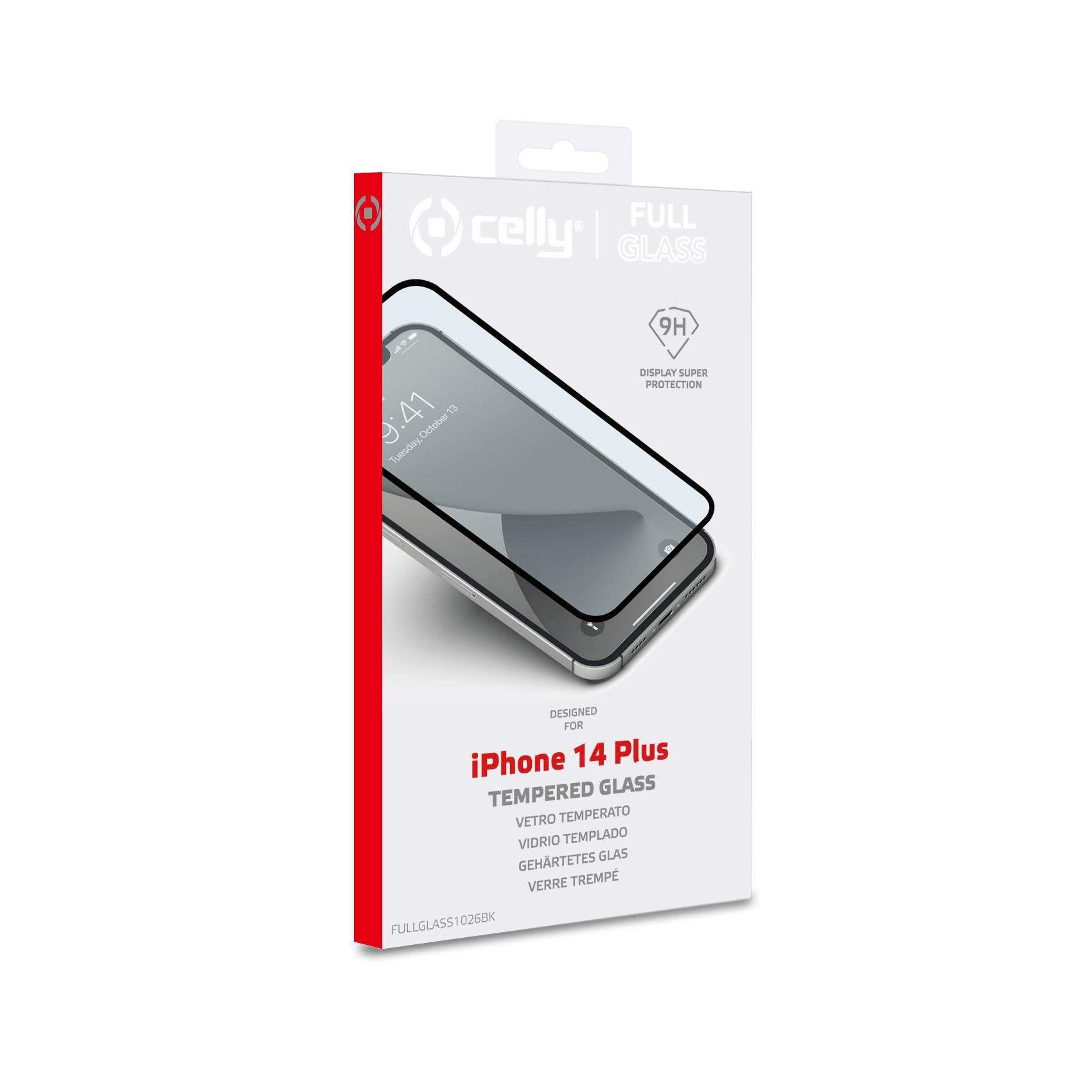Protector Celly Cristal Templado 3d Black Para Iphone 14 Plus
