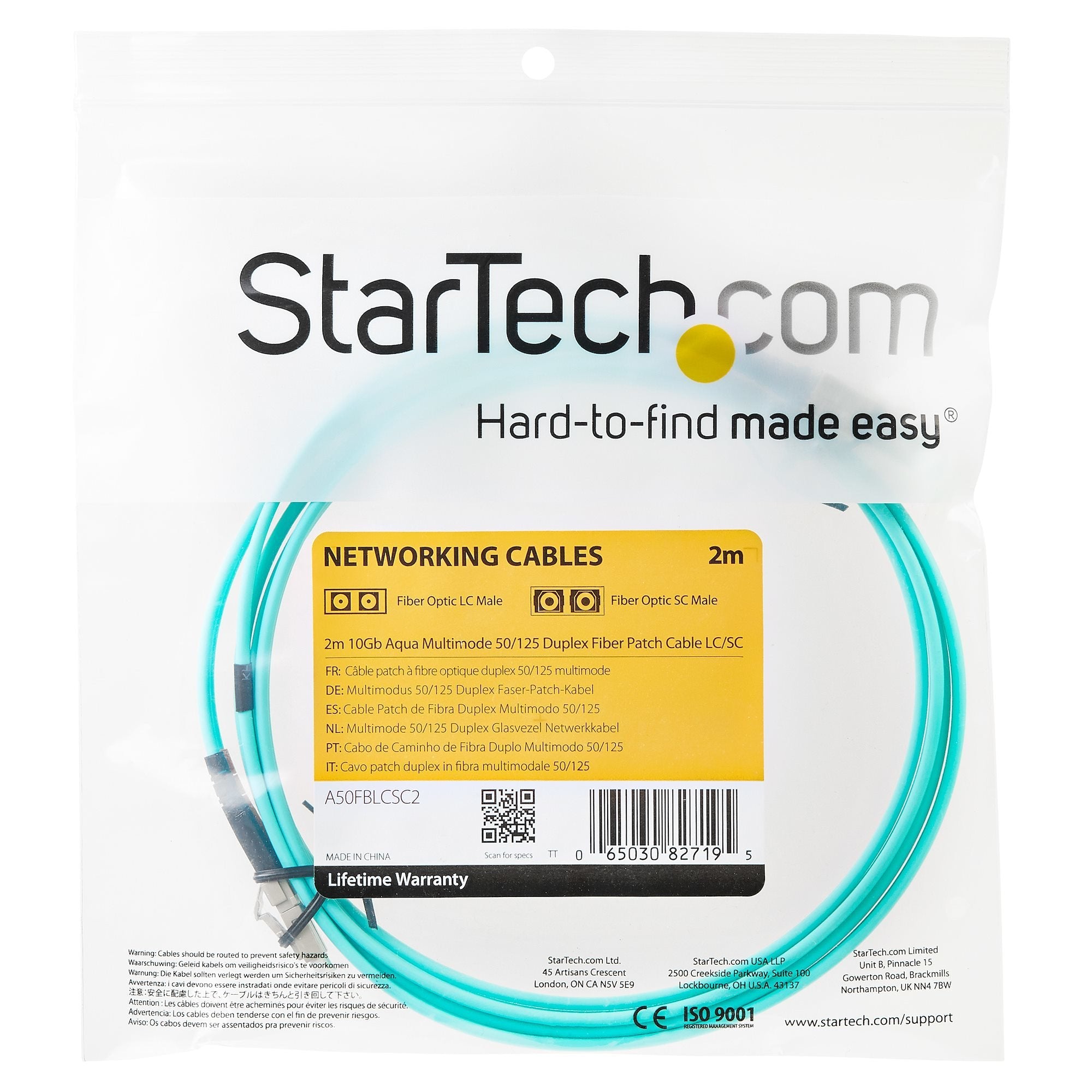 EAN 0065030827072 - StarTech.com A50FBLCLC2 Cable de fibra óptica e InfiniBand Turquesa imagen 4