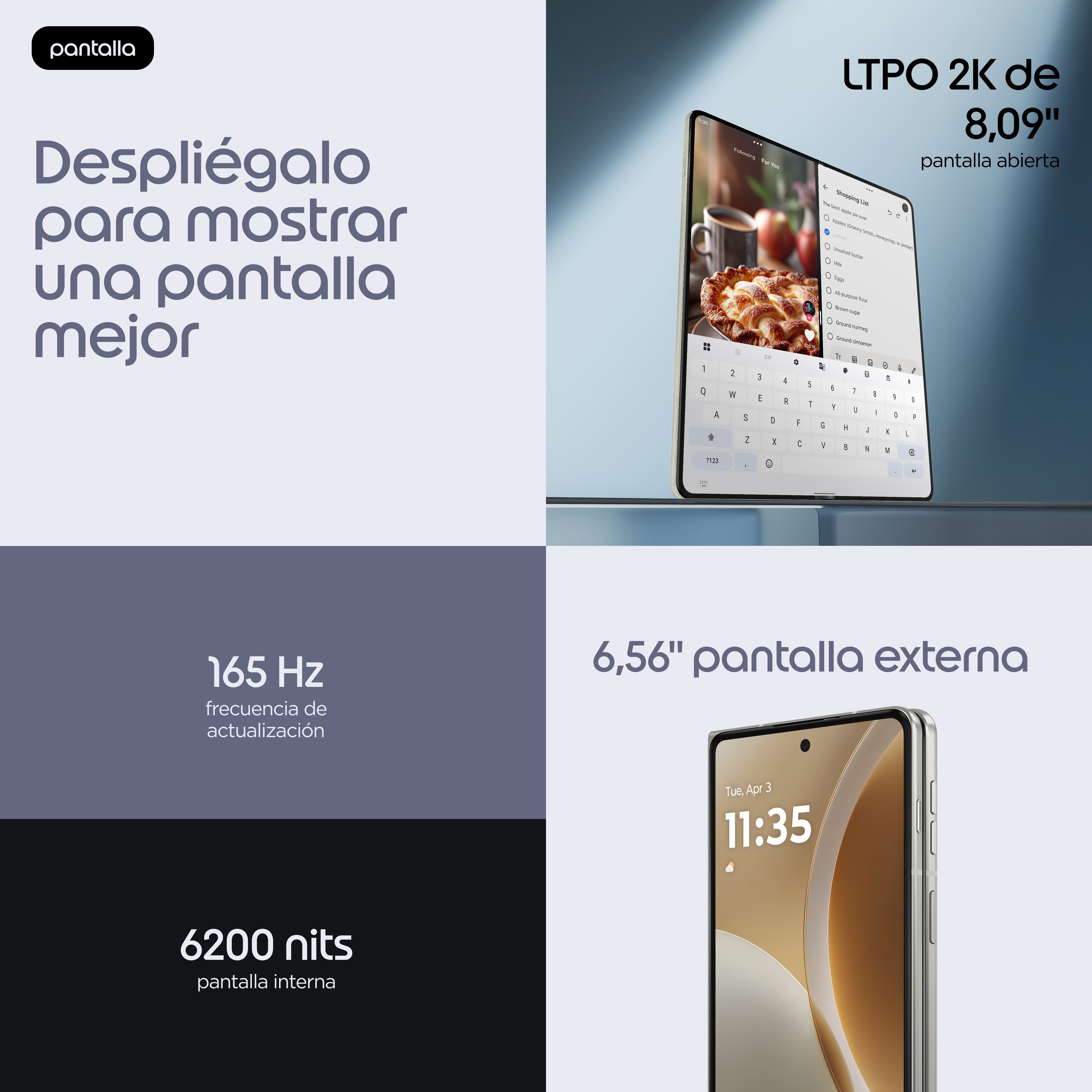 EAN 0840493610832 - Motorola razr fold 20,6 cm (8.09") SIM doble Android 16.0 5G USB Tipo C 16 GB 512 GB 6000 mAh Blanco imagen 11