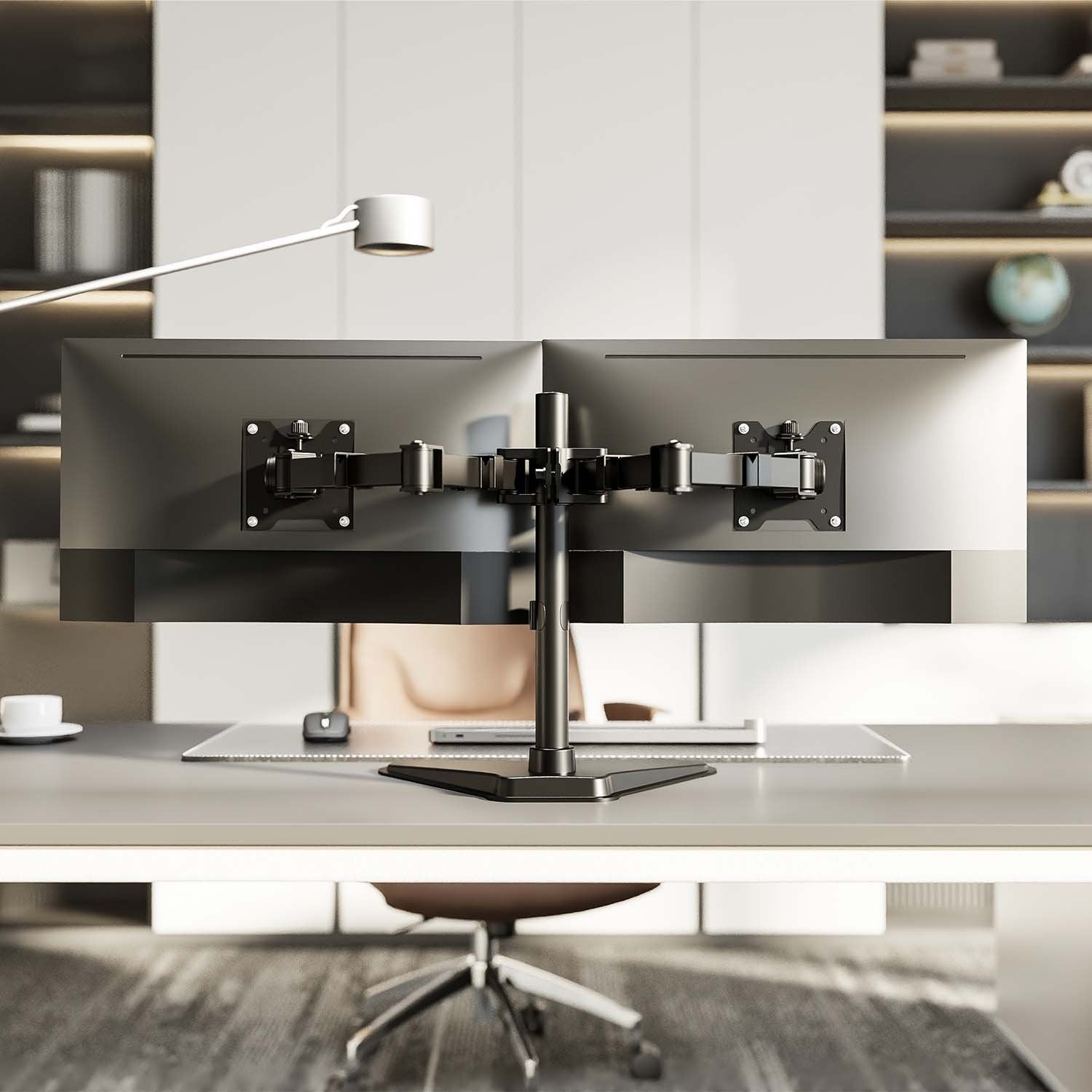 Aisens Soporte De Mesa Con Peana Eco Giratorio E Inclinable Para Monitor/Tv 20kg (3 Pivotes, 2 Brazos) De 17-35, Negro