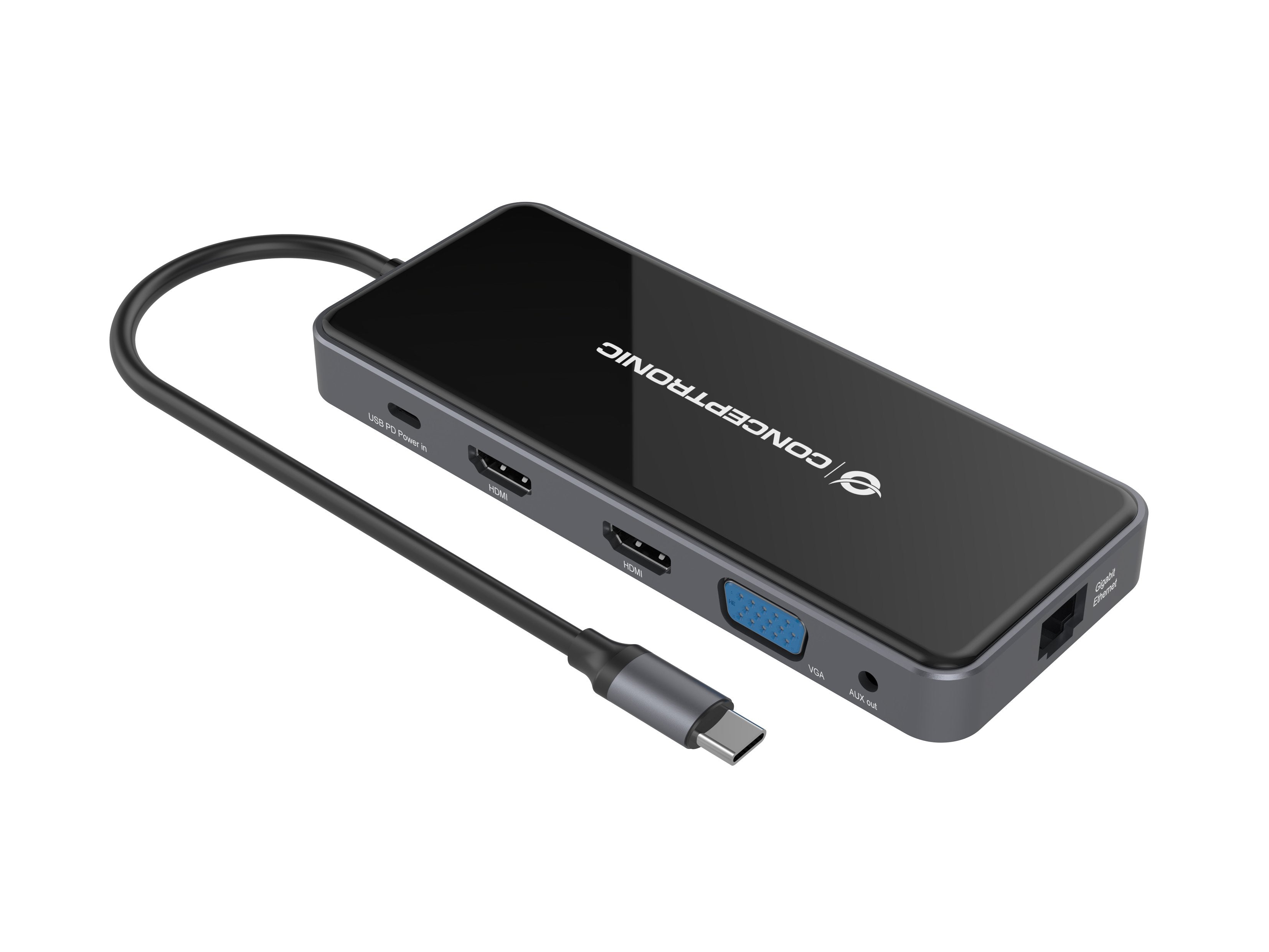 Conceptronic Adaptador Usb-C->2xhdmi,Gbe,Pd,2xusb3.0,Sd0.25 Gr
