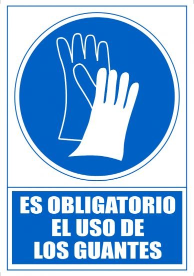 Archivo 2000 Señal "Obligatorio Uso De Guantes" 210x297 Pvc Azul Y Blanco