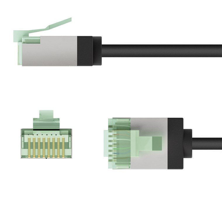 Goobay Cable De Conexión Ultraflexible Cat.8.1 Delgado, U/Ftp Negro, 0,5 Metros, Conector Extracorto 74352