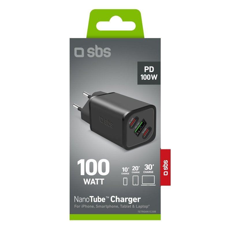 Sbs Pd Reiselader 100w 2x Usb-C/1x Usb Gan Weiss