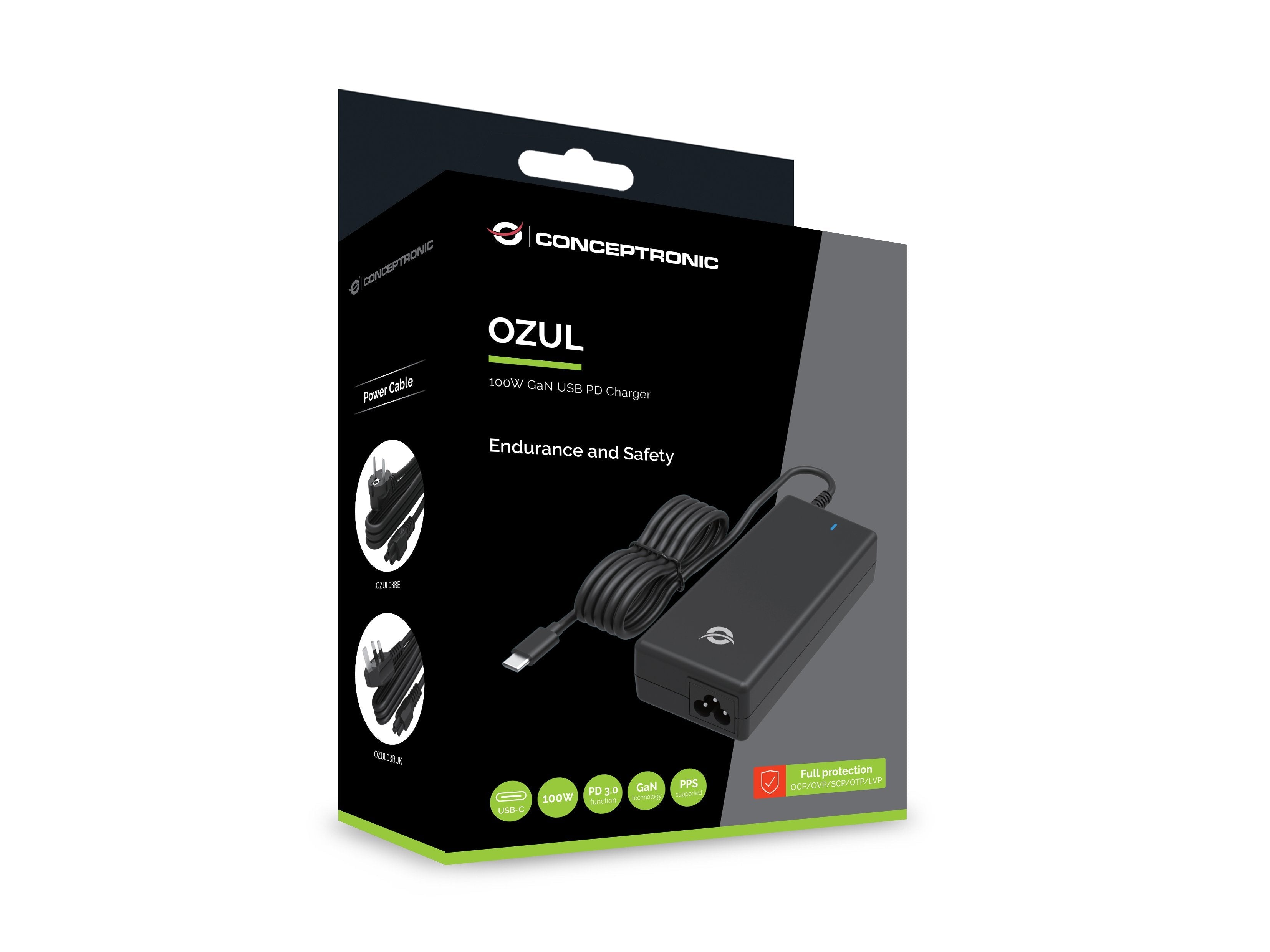 EAN 4015867230688 - Conceptronic OZUL03BE adaptador e inversor de corriente Interior 100 W Negro imagen 4