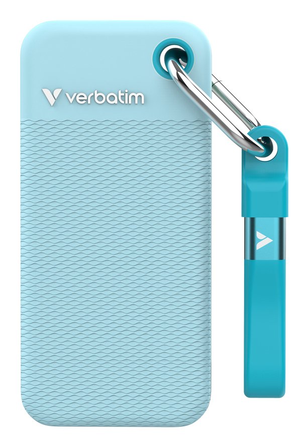 Verbatim Pocket Ssd Usb 3.2 Gen 2 1tb Polar Blue Incl. Two Rubber Sleeves