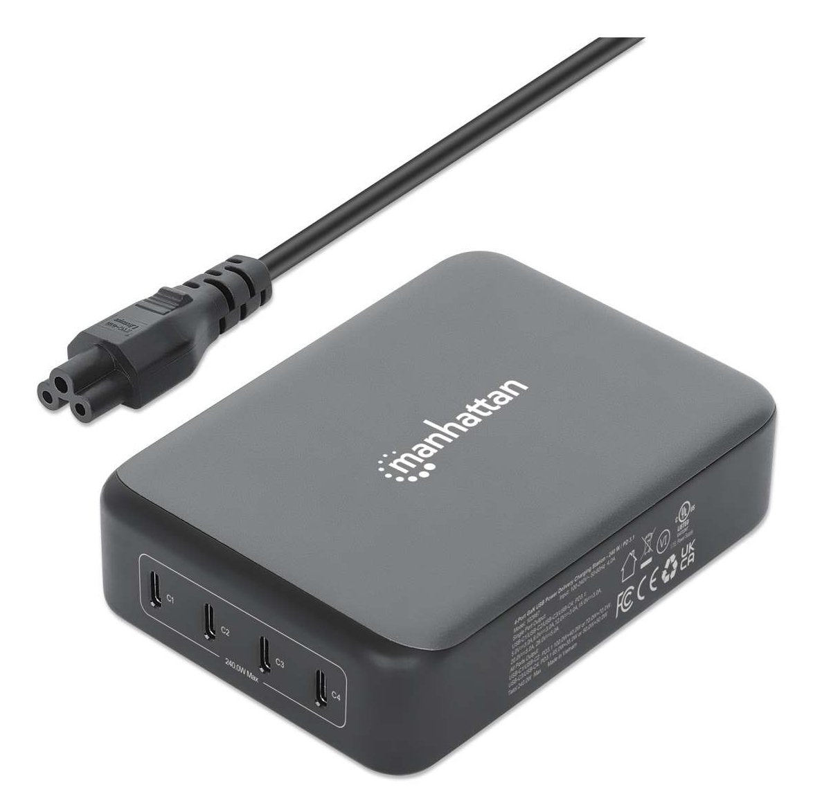 Manhattan 4-Port Gan Usb Power Delivery-Lademation 240w