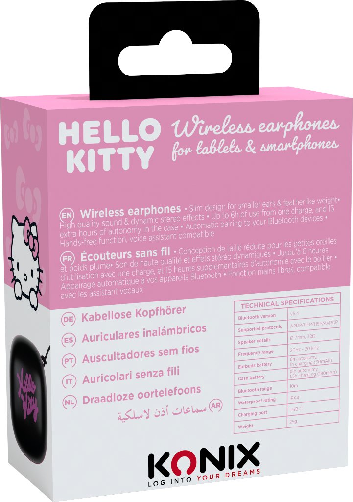 EAN 3328170001212 - Konix Hello Kitty Auriculares Inalámbrico Dentro de oído Llamadas/Música Bluetooth Rosa, Blanco imagen 2