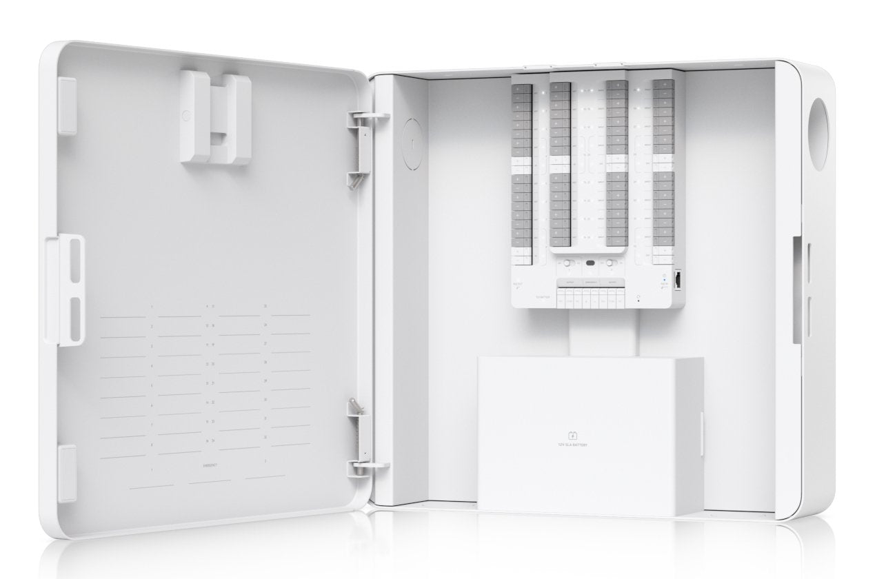 Ubiquiti Up-Alarmhub-Kit Concentrador De Control De Alarmas Con 32 Zonas De Entrada Para Sensores De IntrusiÓ N Cableados, Alimentado Por Entrada Poe++ Y Con BaterÍ A De Reserva Opcional.