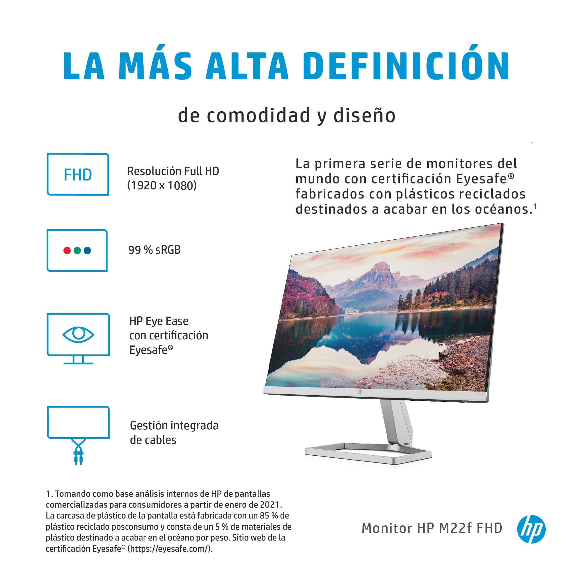Monitor Hp M22f 21.5" Fhd 5ms Vga Hdmi 1920x1080 Cable Hdmi Incluido
