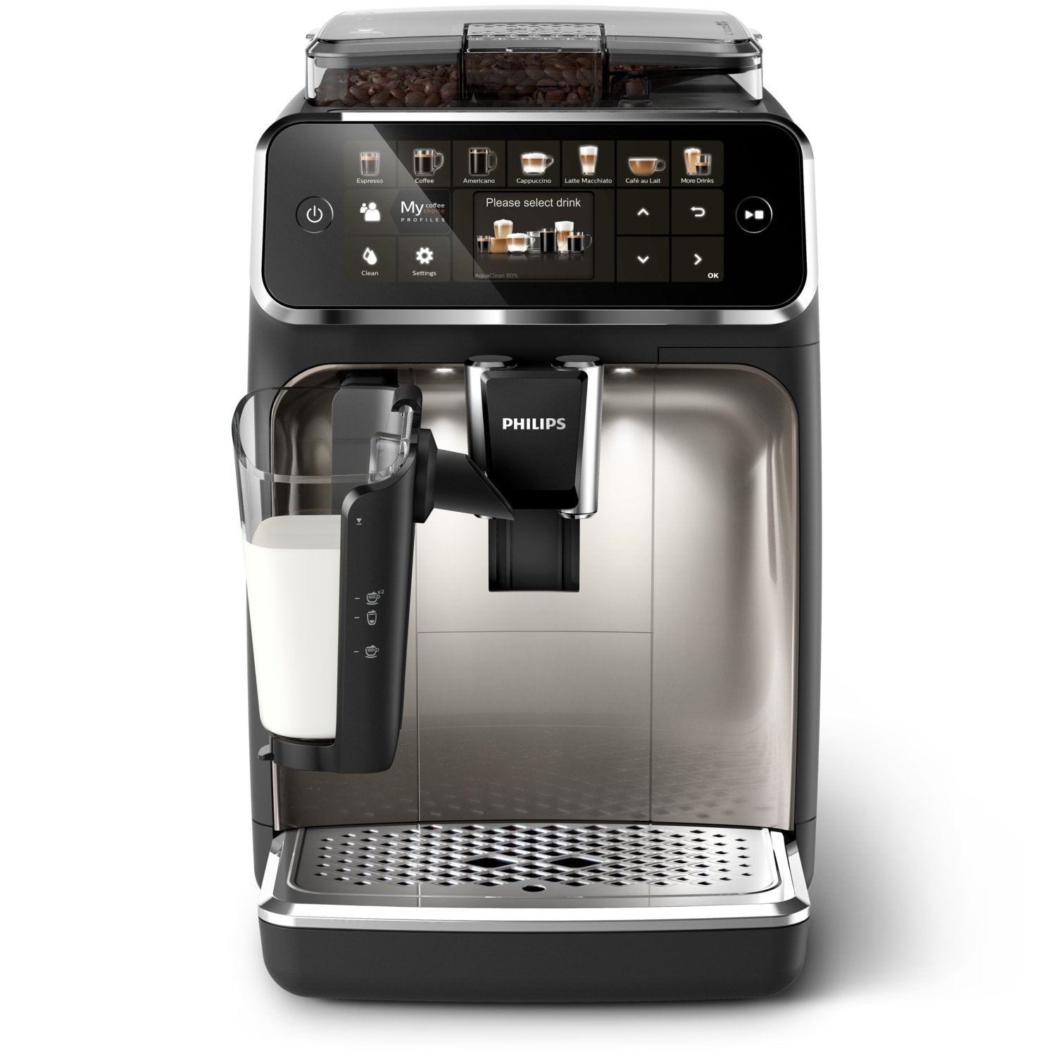 Cafetera Philips Espresso Completamente Automáticas Con 12 Bebidas, Máquina Espresso, 1,8 L, Granos De Café, Molinillo Integrado, 1500 W, Negro, Cromo