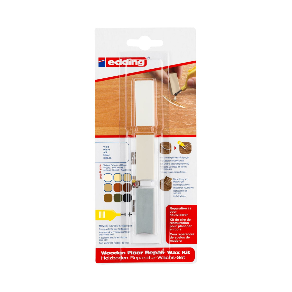 Edding 8902 4-8902-1-4611 Holzboden Reparaturwachsset Buche Ahorn