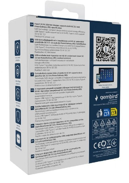 EAN 8716309133784 - Gembird TA-UC-2A2C-PD65-01-BK cargador de dispositivo móvil Portátil, Smartphone Negro Corriente alterna imagen 8