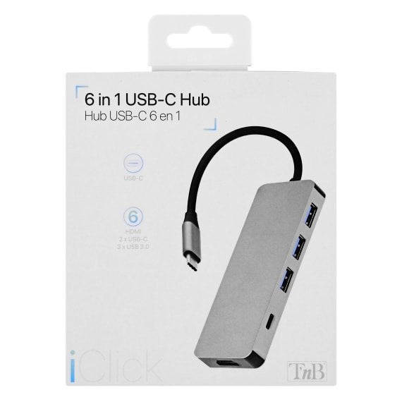 Tnb Iclick - Hub Usb-C (Tipo C) 6 En 1 - Gris Sideral