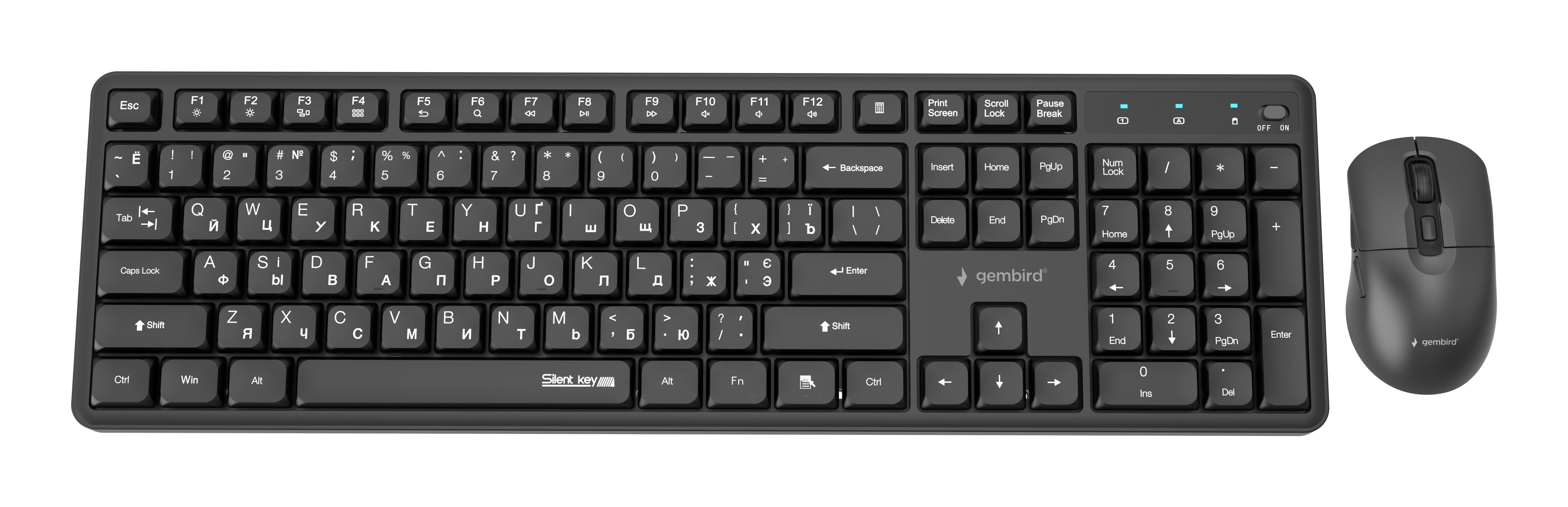 Keyboard +Mouse Wrl Cyrillic/Black Kbs-Wms-01-Cyrl Gembird