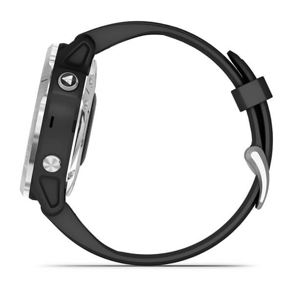 Reloj Deportivo Con Gps Garmin Fénix 6s Solar Plata/Negro Pantalla 30.4mm Carga Solar Frec Cardiaca Pulsioximetro 10atm Multisport