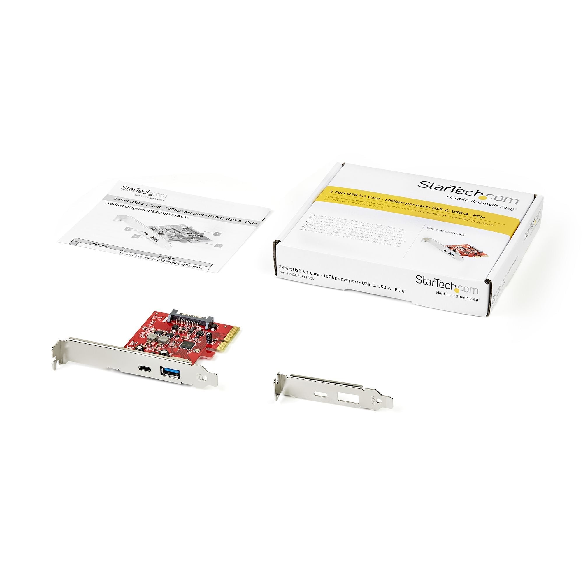 2-Port 10gbps Usb-A/Usb-C Pcie Ctlr Card Usb 3.1 Gen 2 Pci Express