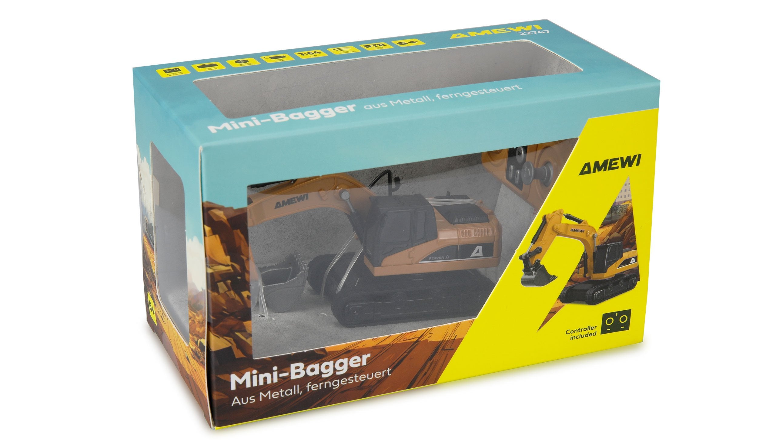 EAN 4262500346750 - Amewi 22747 modelo controlado por radio Excavadora Motor eléctrico 1:64 imagen 2