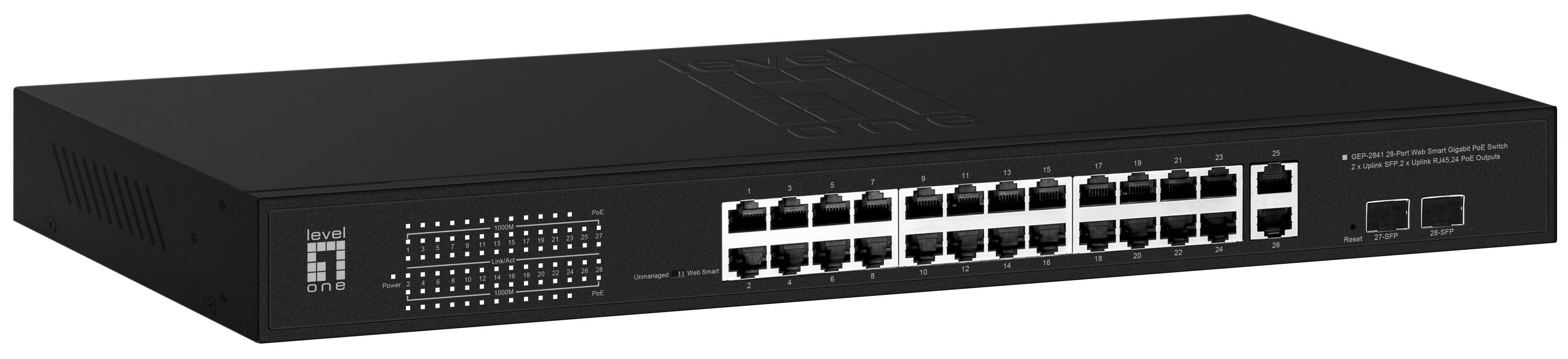 Levelone Switch 28x Ge Gep-2841 2xgsfp 370w 24xpo