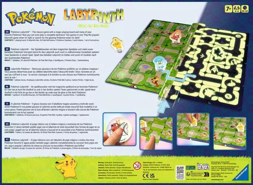 Ravensburger Pokémon Labyrinth Glow In The Dark, Juego De Mesa 22705