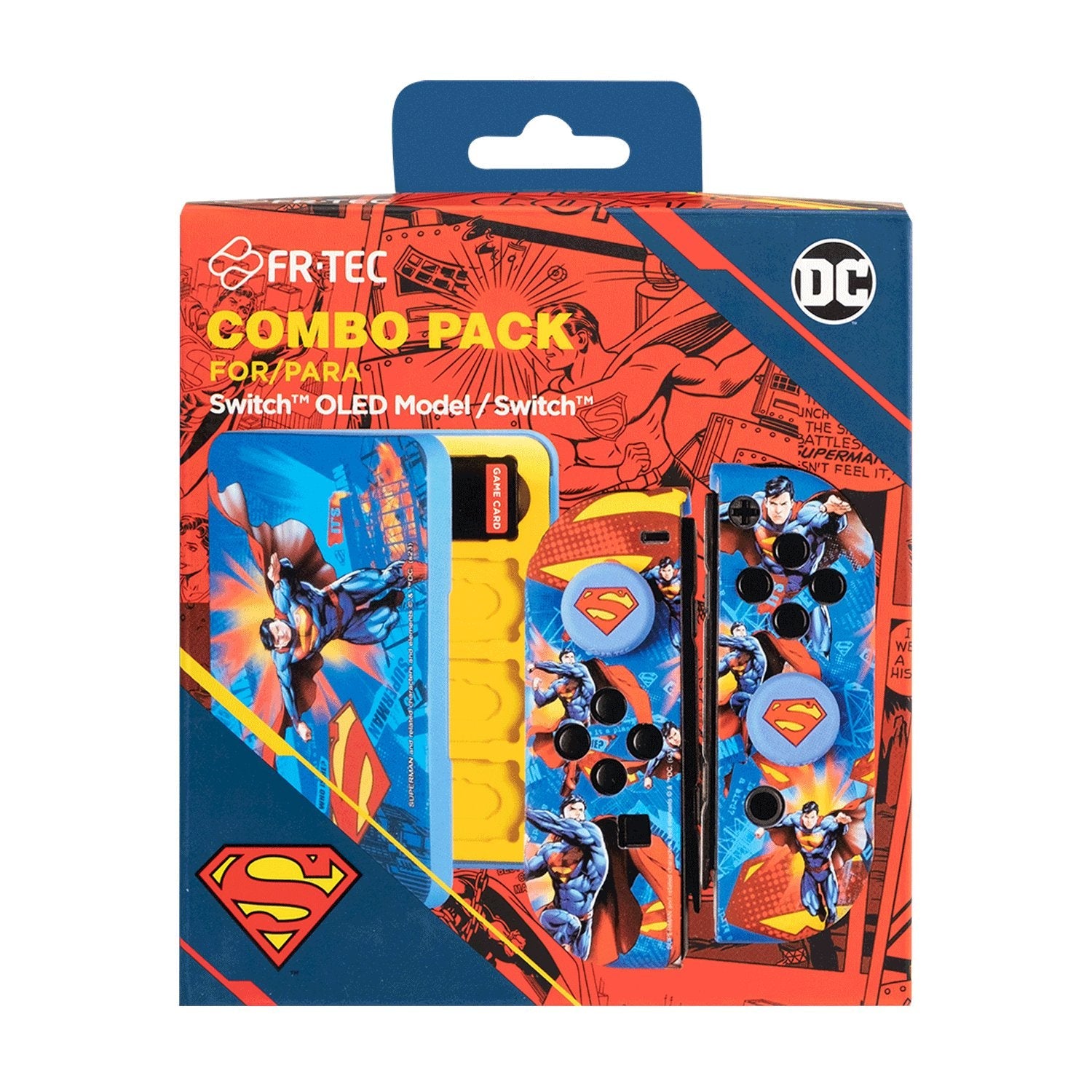 Fr-Tec Carcasas Duras Protectoras Para Joycons De Superman Para Nintendo Switch - Grips Con Relieve Del Logo De