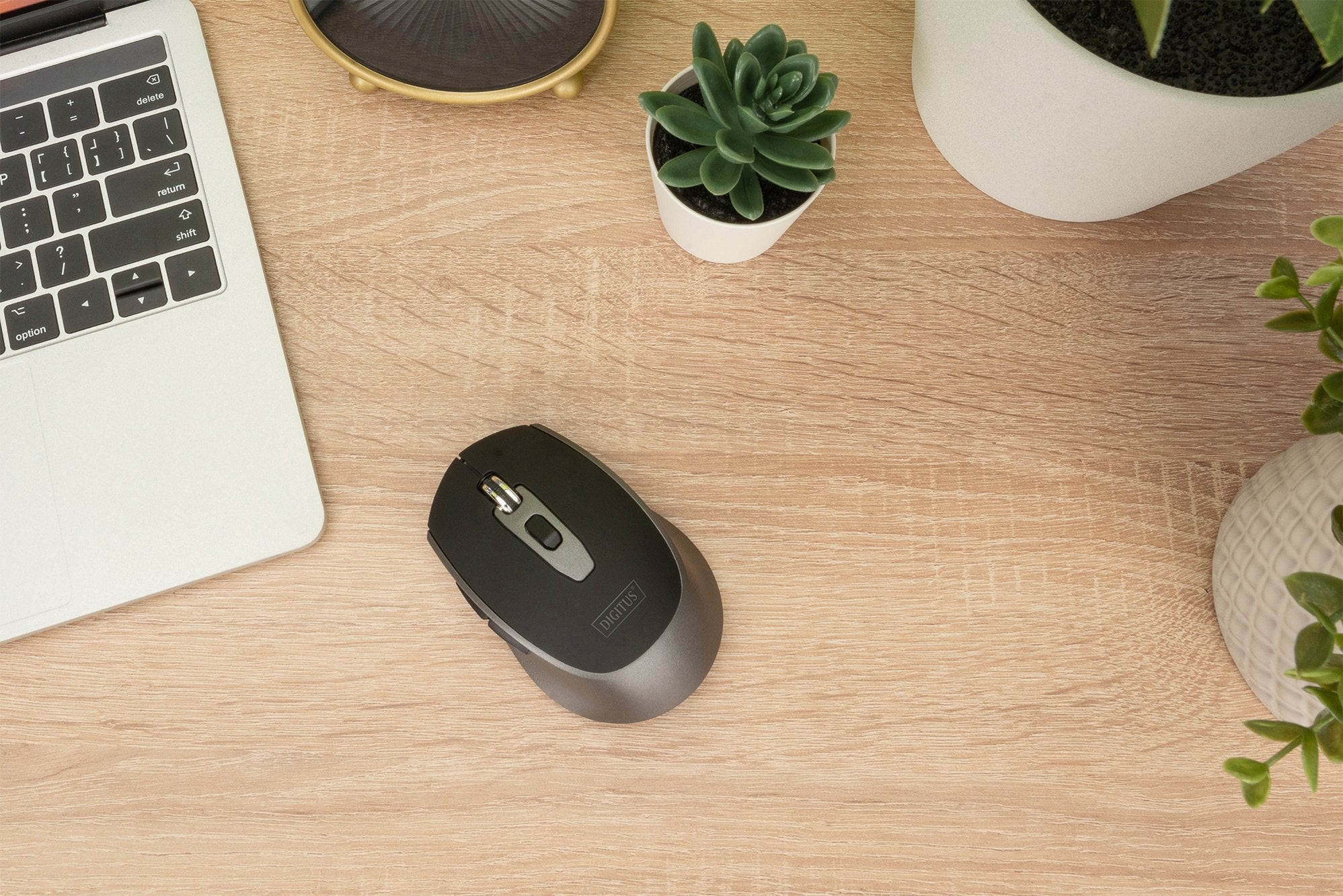 Raton Digitus Wireless Optical Mouse, 6 Botones 1600dpi Negro/Gris