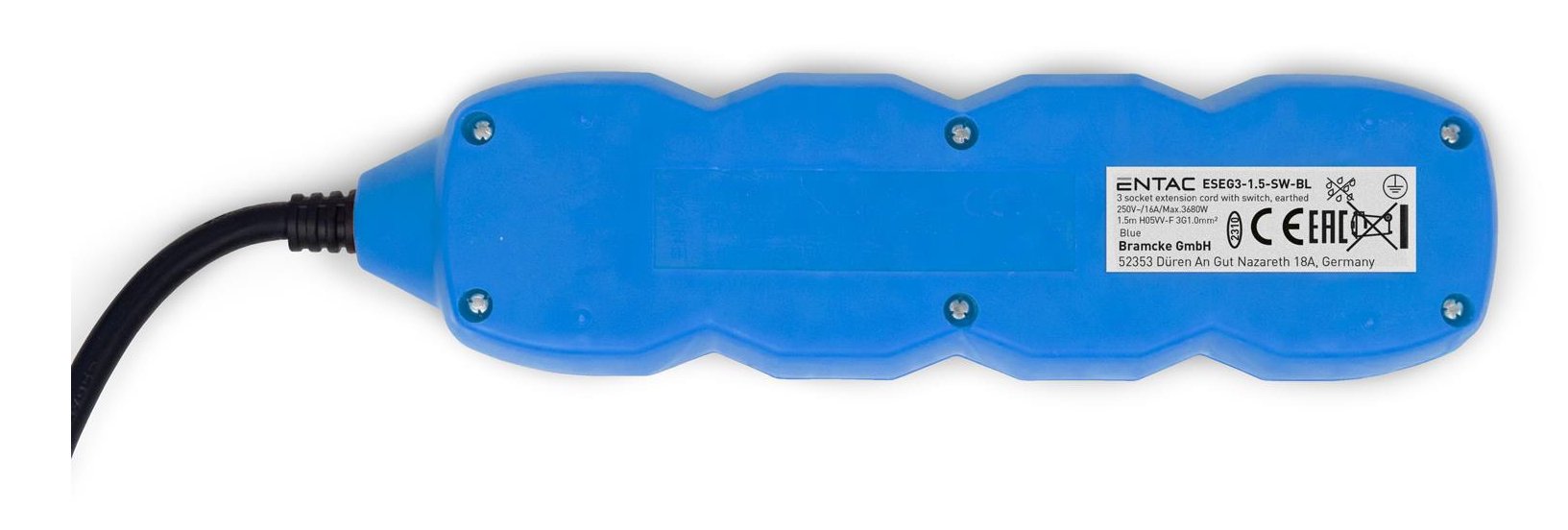 Entac Meckdosenleime 3fach 1,5m Schalter Azul