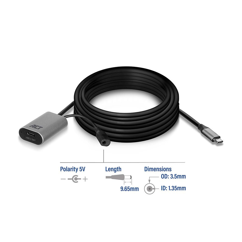 Act Ac7060 Usb-C Verlengcable Met Signaalvermerker, 5 Meter