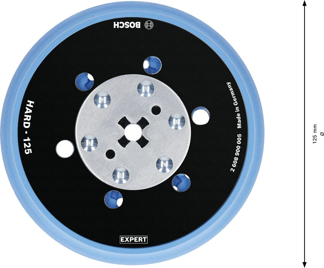 Almohadilla De Soporte Universal Multiagujero Bosch Expert, Dura, Ø125 Mm, M8+5/16", Plato Lijador (Negro, Para Lijadoras Excéntricas)