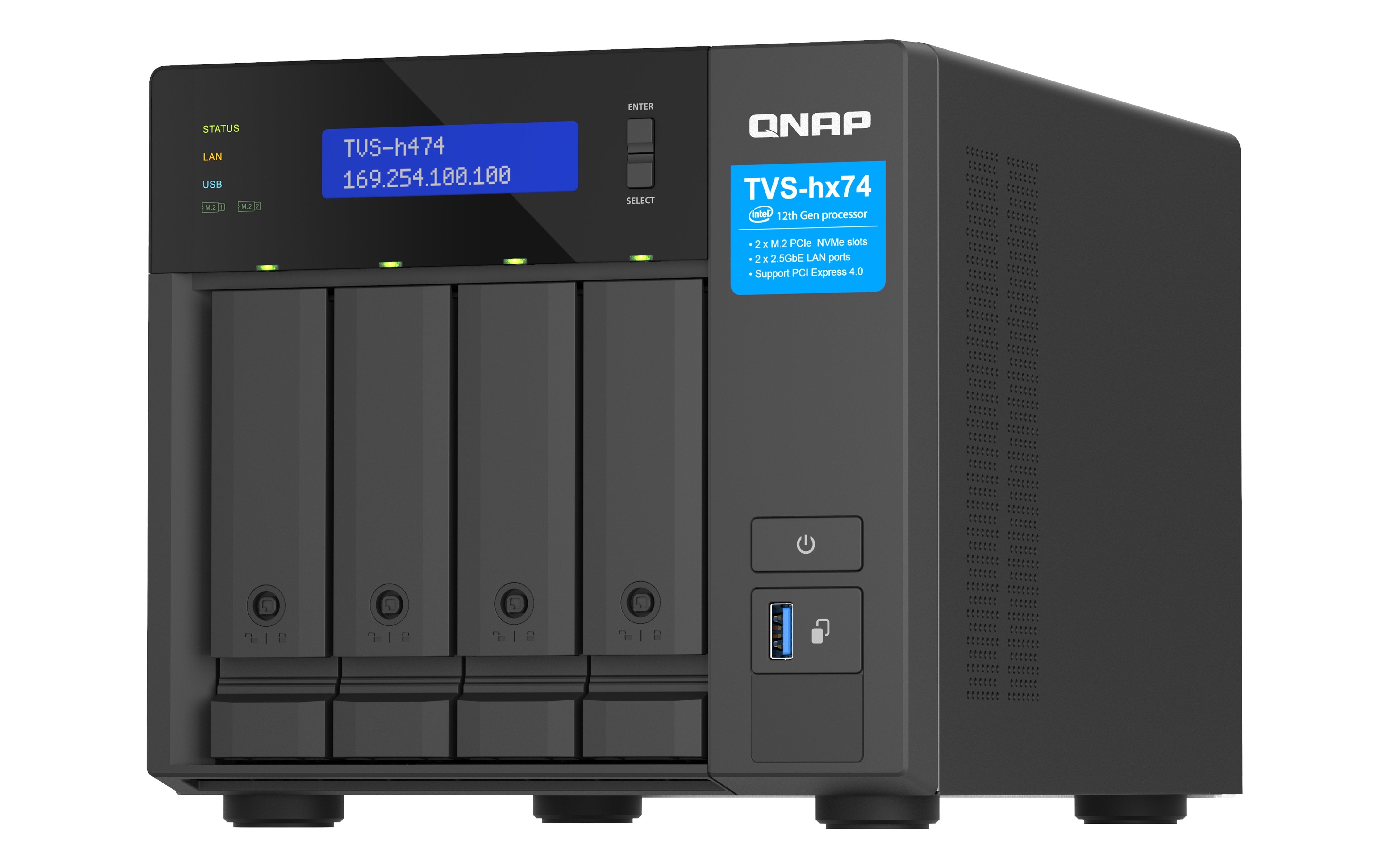EAN 4711103082355 - QNAP TVS-H474 NAS Torre Intel® Pentium® G7400 8 GB DDR4 0 TB QuTS hero Negro imagen 6
