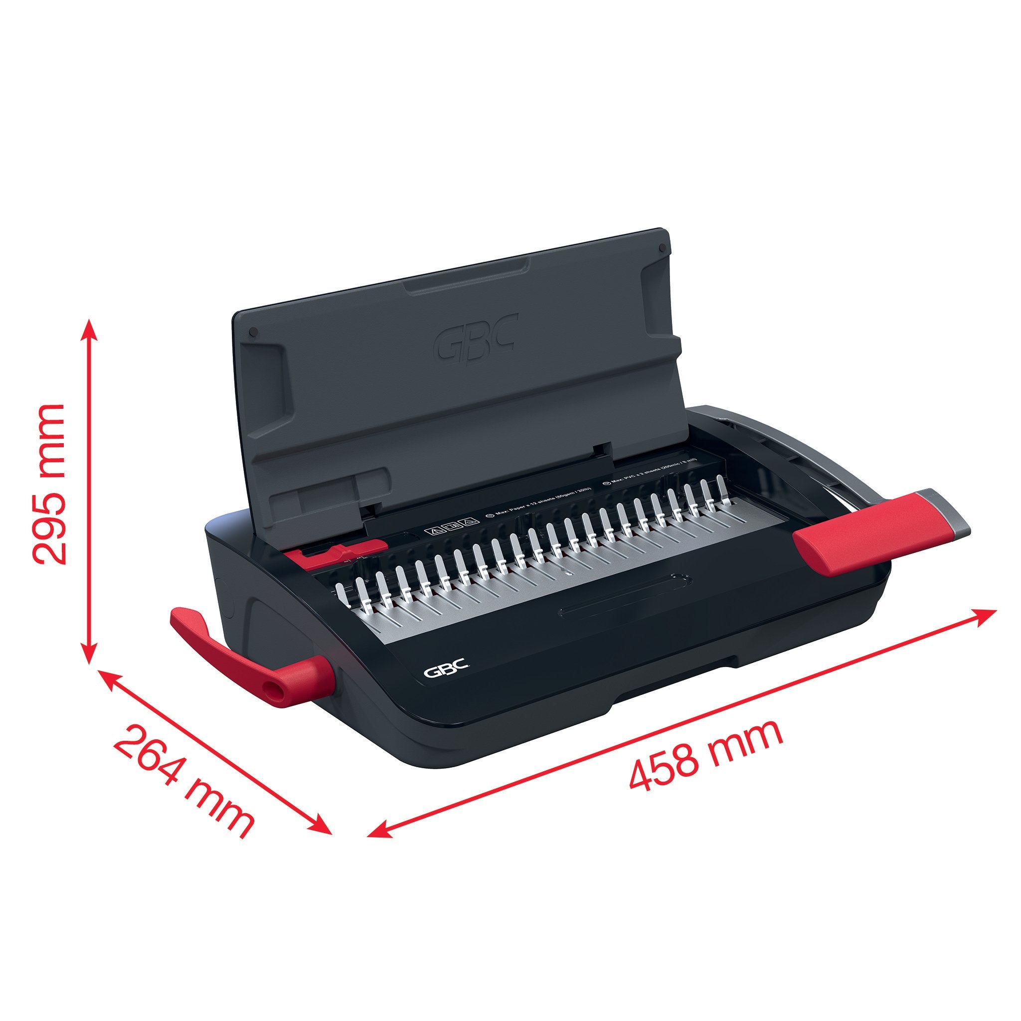 EAN 5028252644457 - GBC CombBind CB12 Encuadernadora de canutillo 165 hojas Negro, Rojo imagen 7