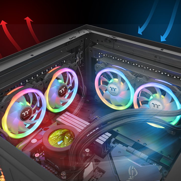 Ventilador Thermaltake Swafan 14 Rgb 140x140x25, Pack 3 + Controlador Cl-F138-Pl14sw-A