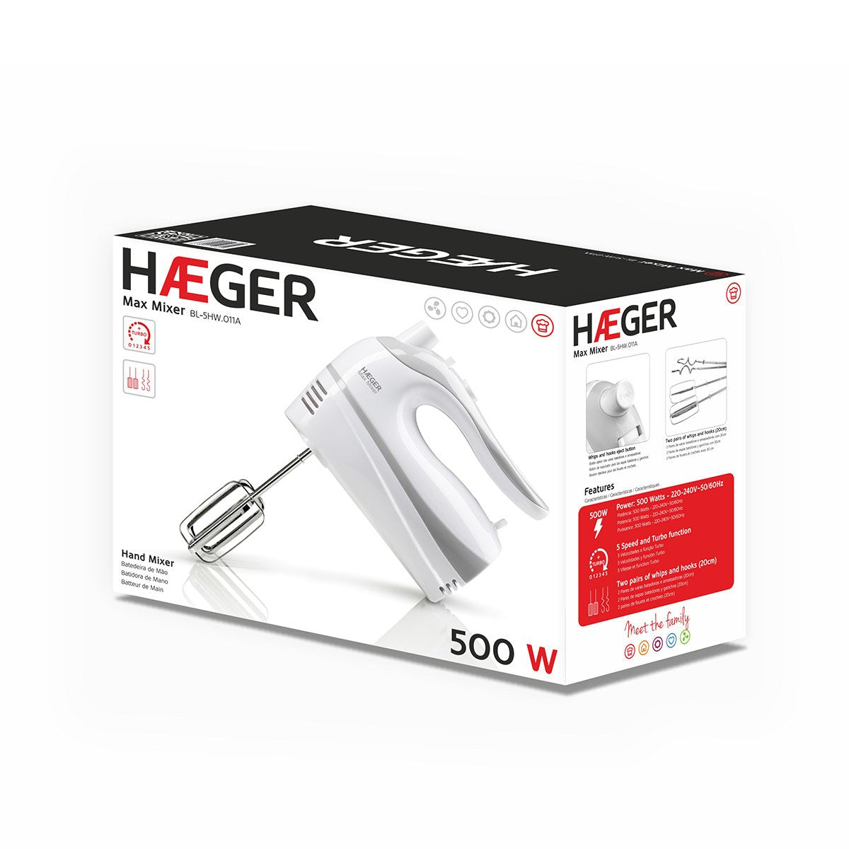 EAN 5608475014888 - Haeger MAX MIXER Batidora de mano 500 W Blanco imagen 3