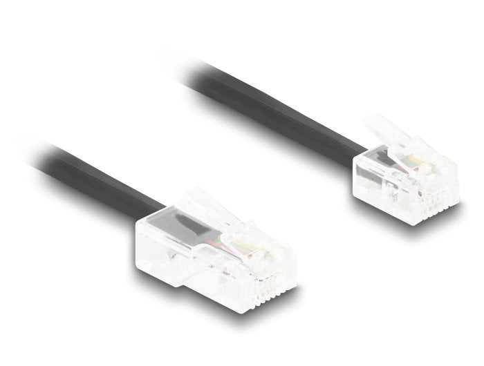Delock Telefoncable Spiralcable Rj11 Stecker Zu Rj45 Stecker Schwarz 10 M