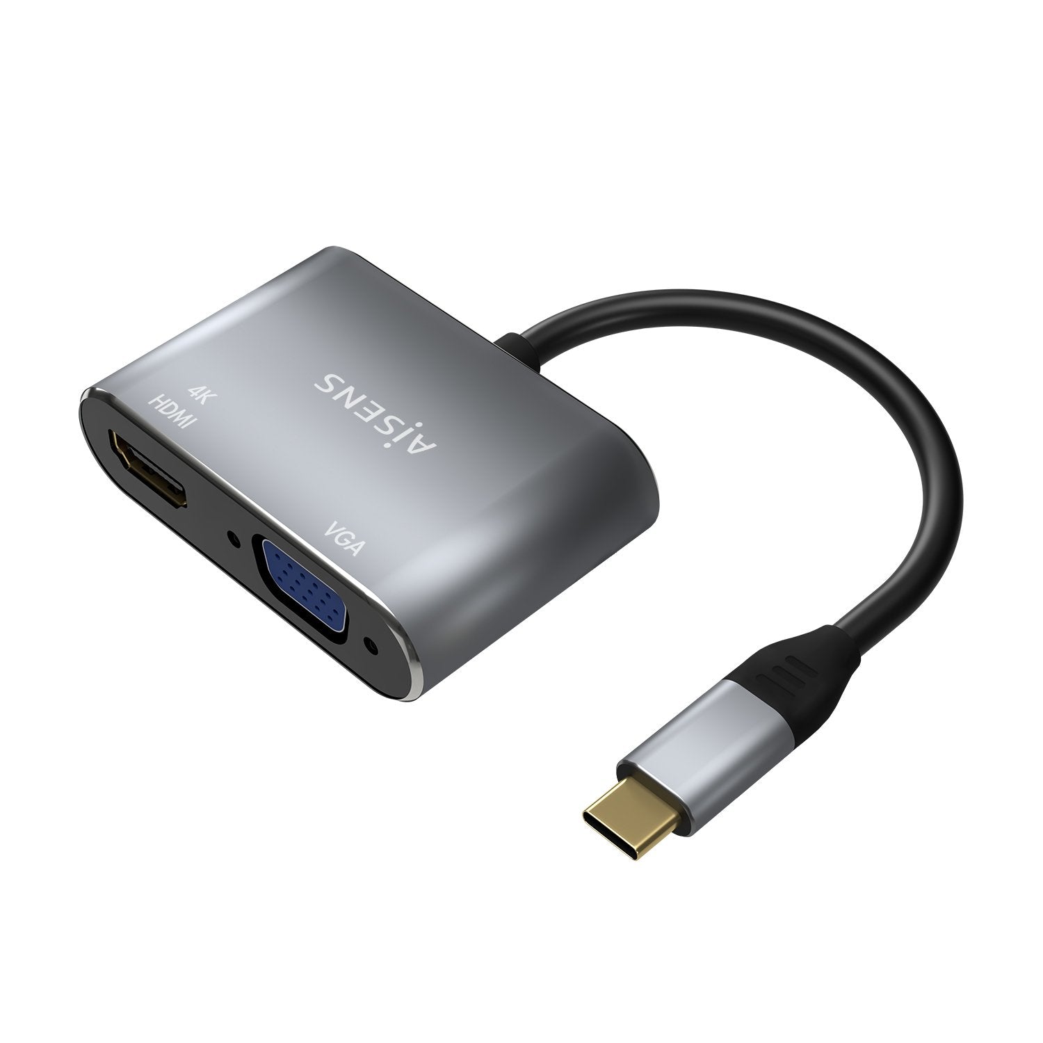 Aisens Conversor Usb-C A Vga/Hdmi 4k - Usb-C/M-Vga/H-Hdmi/H - 15cm - Gris