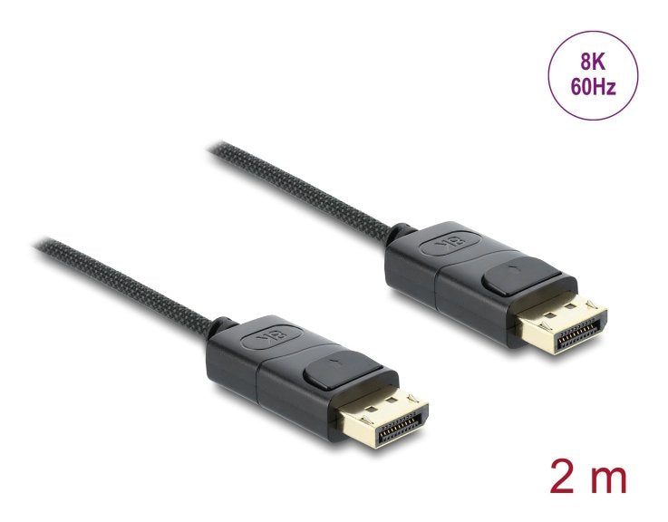 Delock Koaxiales Displayport Cable 8k 60 Hz Con Geflechtmantel 2 M