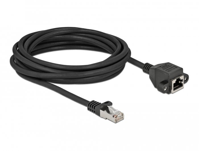 Delock Netzwerk Verlängerungscable S Ftp Rj45 Stecker Zu Rj45 Buchse Cat.6a 5 M Schwarz