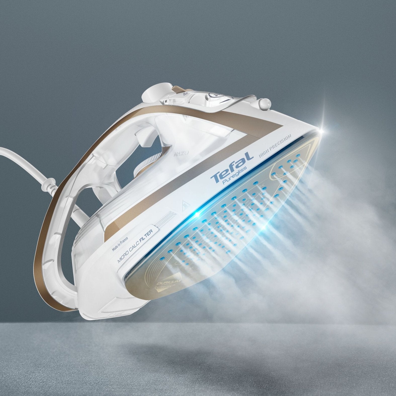 Tefal Puregliss Fv8042 Plancha Vapor-Seco Durilium Airglide Autoclean Soleplate 3000 W Bronce, Blanco