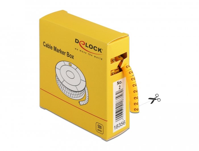 Delock Cablemarker Box, Nr: 2, Gelb, 500 Stück