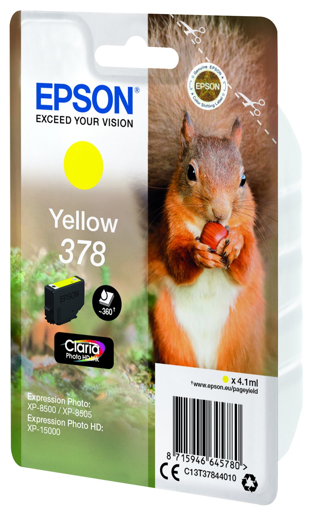 Cartucho Inkjet Original Amarillo Claria Photo Epson 378 Para Xp1500 / Xp8500 - 360paginas (Ardilla)