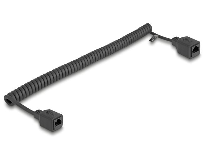 Delock Rj45 Spiralcable Buchse Zu Buchse Cat.5e Utp 0,8 M Bis 2 M Schwarz