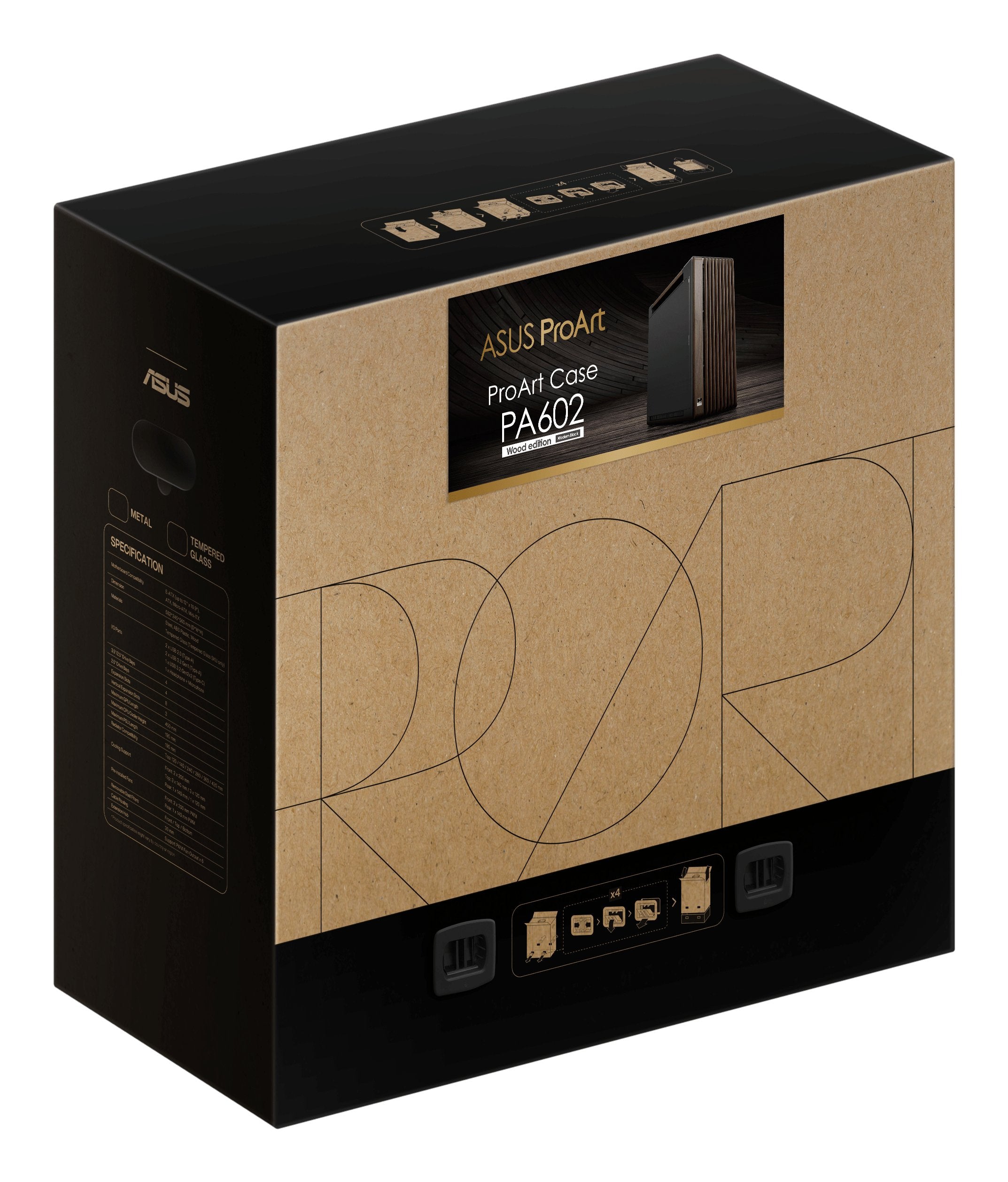 Caja Pc Asus Geh Proart Pa602 Walnut Wood Metal Pwm Modern Negro