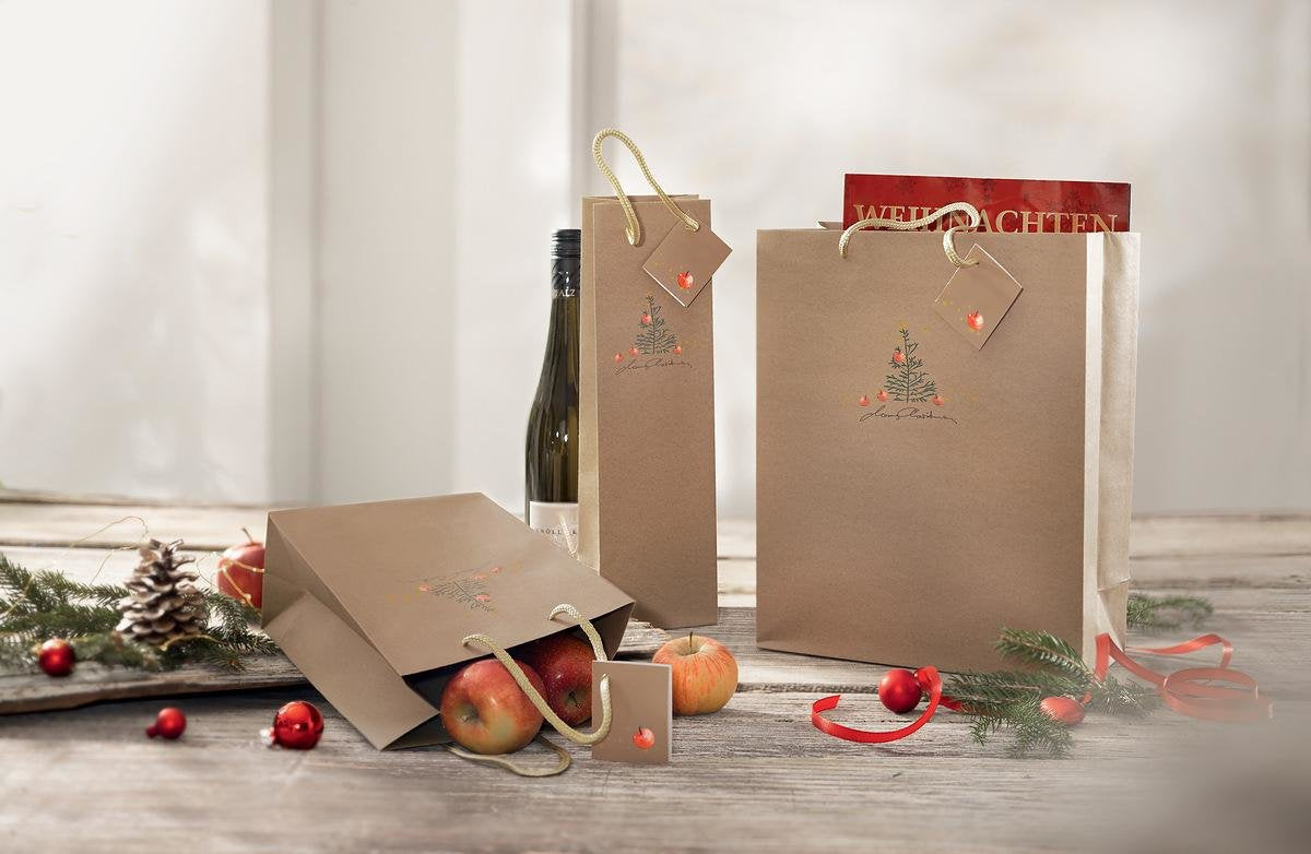 Sigel Geschenktüten Para Flaschen Christmas With Apples Motiv 10,0 X 35,0 Cm, 5 Unidades