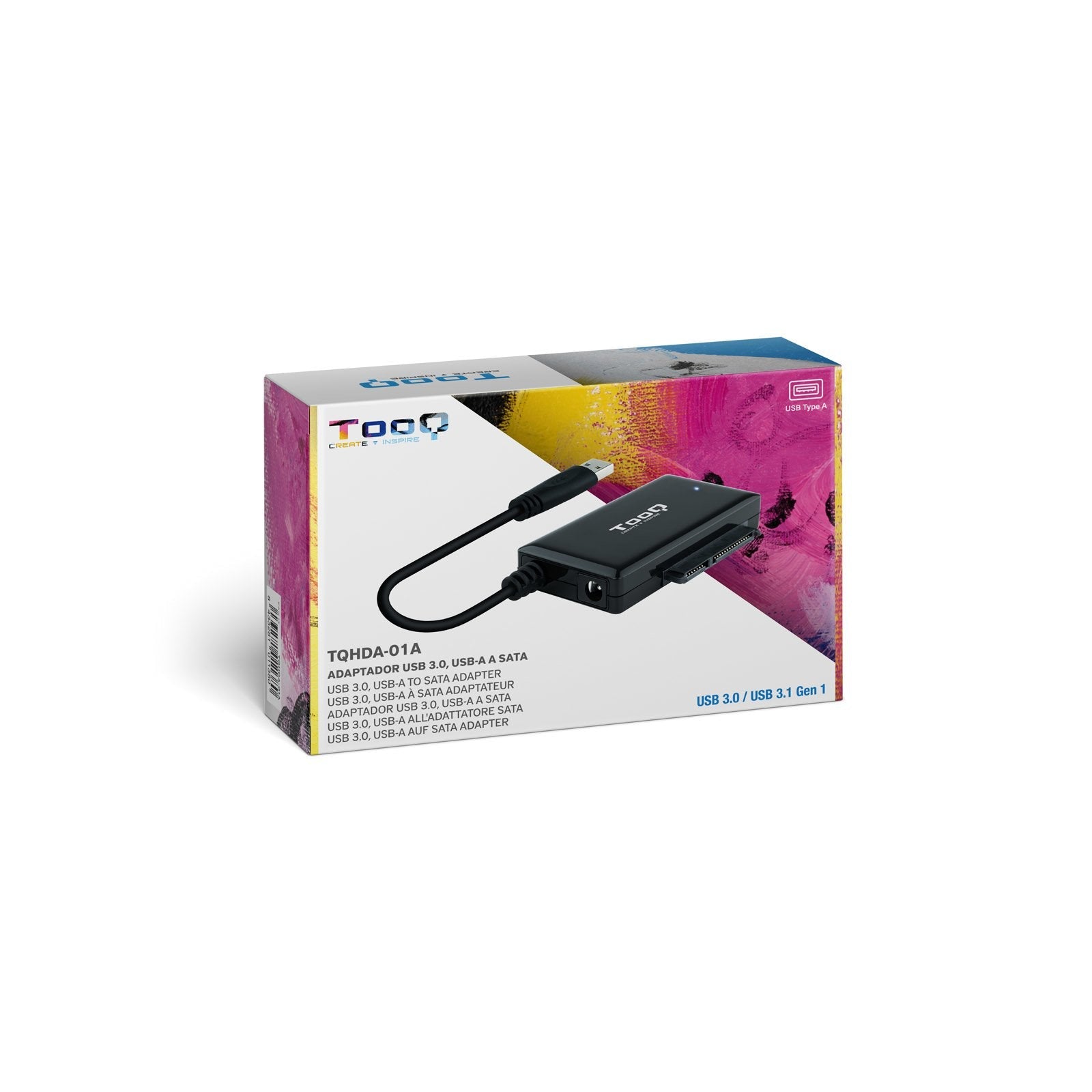 Tooq Adaptador Usb 3.0 Usb-A A Sata Para Discos Duros De 2.5? Y 3.5? Con Alimentador - Negro
