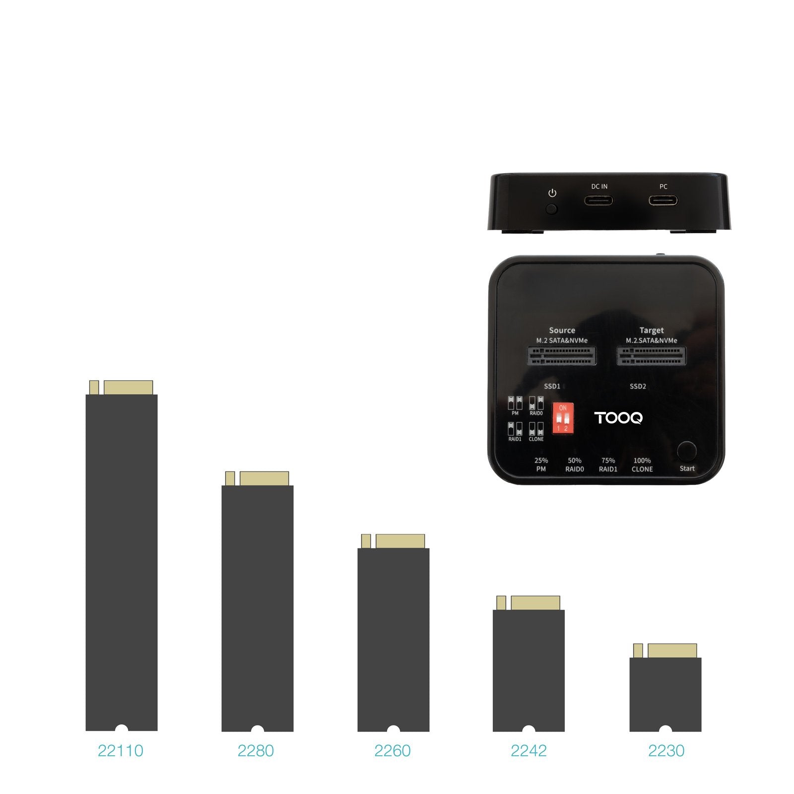 Docking Station Para Ssd M2 Sata Nvme Tooq Tqds-201b