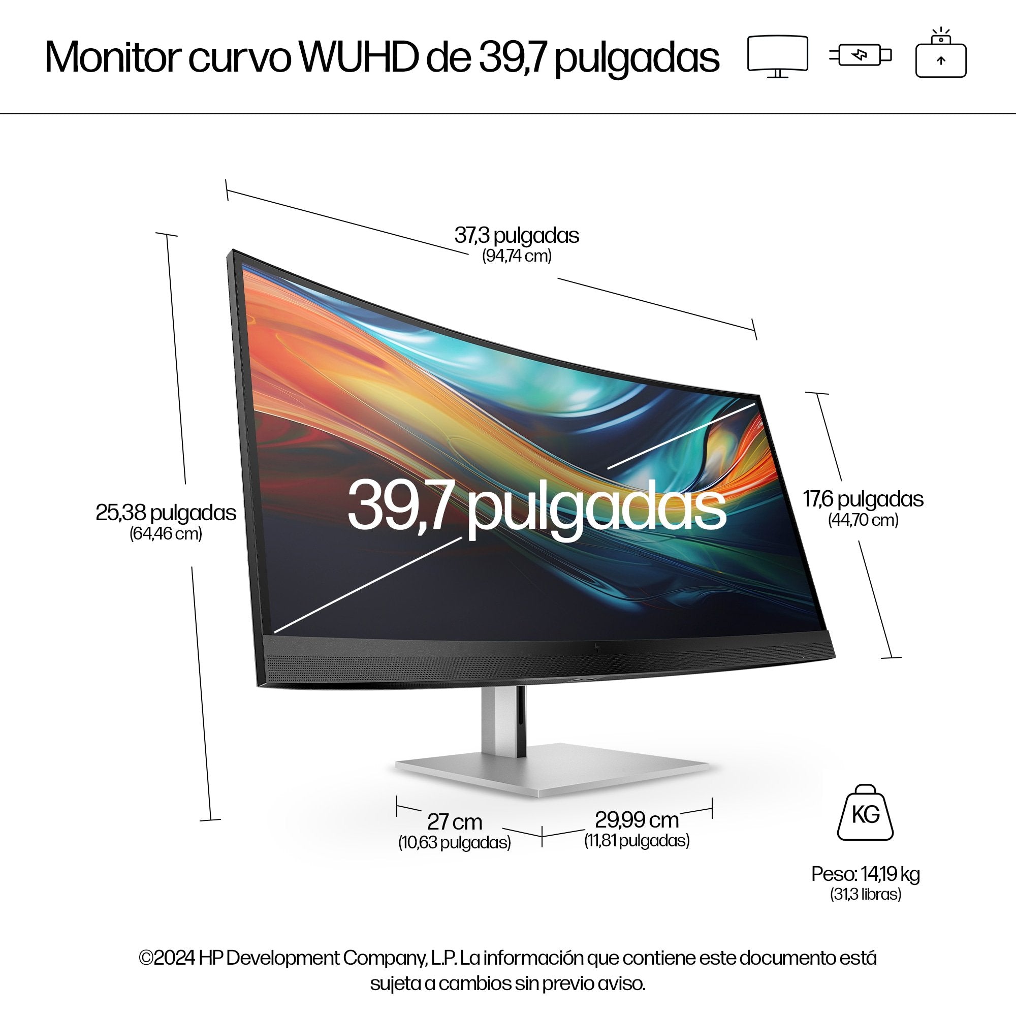 EAN 0197498453965 - HP Series 7 Pro 39.7 inch 5K2K Conferencing Monitor-740pm pantalla para PC 100,8 cm (39.7") 5120 x 2160 P imagen 10