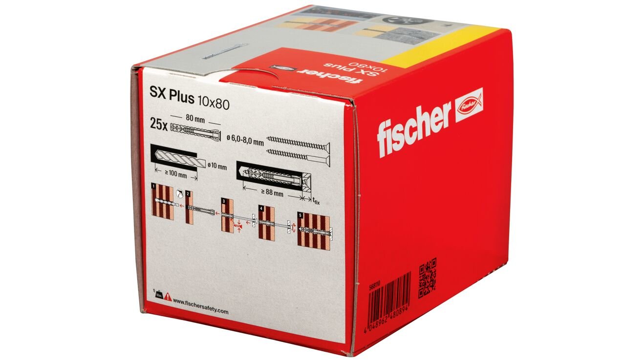 EAN 4048962480894 - Fischer 568110 tornillo de anclaje y taco 25 pieza(s) Anclaje de expansión 80 mm imagen 3